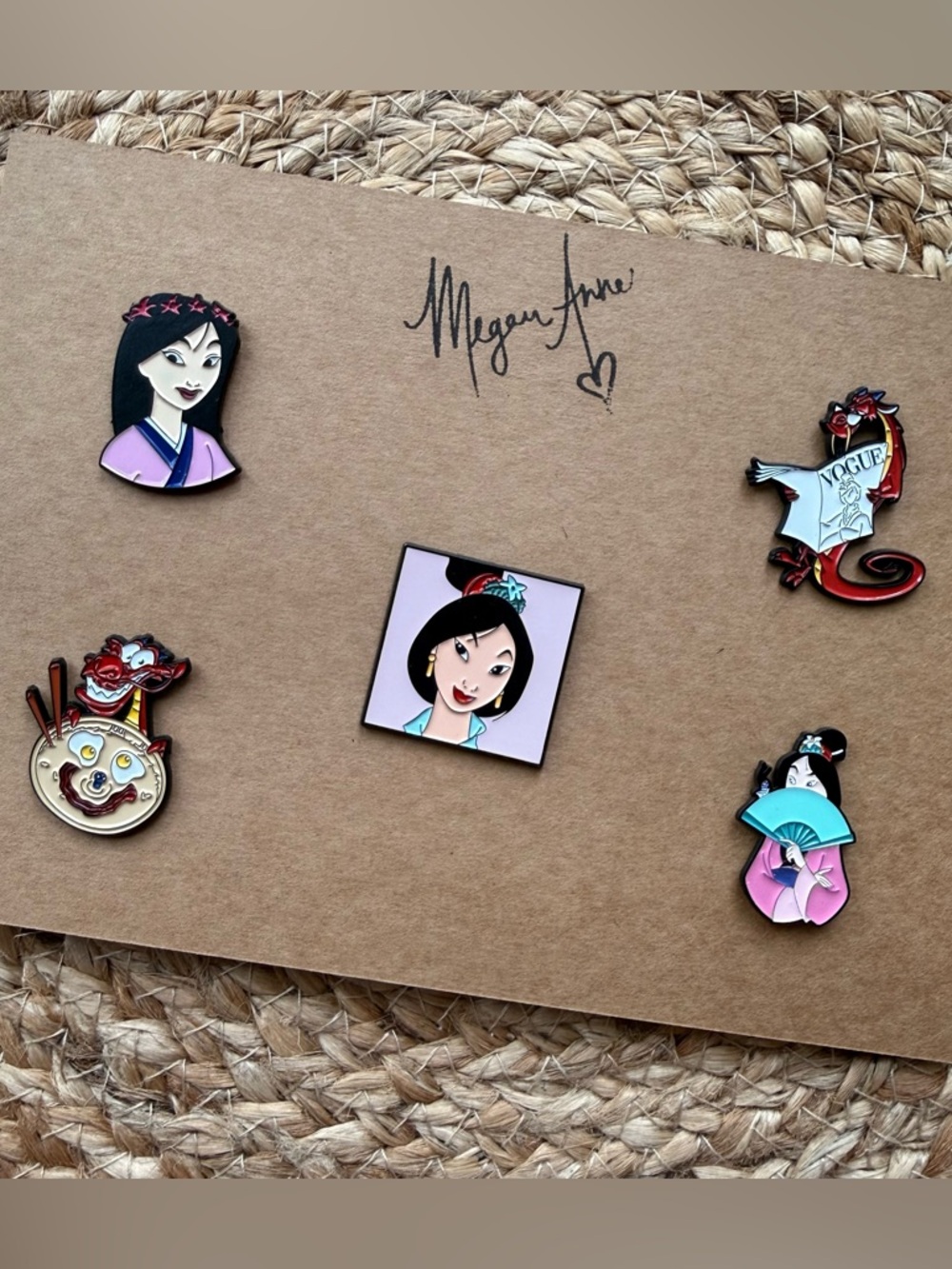 Disney Mulan Inspired Enamel Portrait Brooch Pin 5-piece Set Mushu Princess